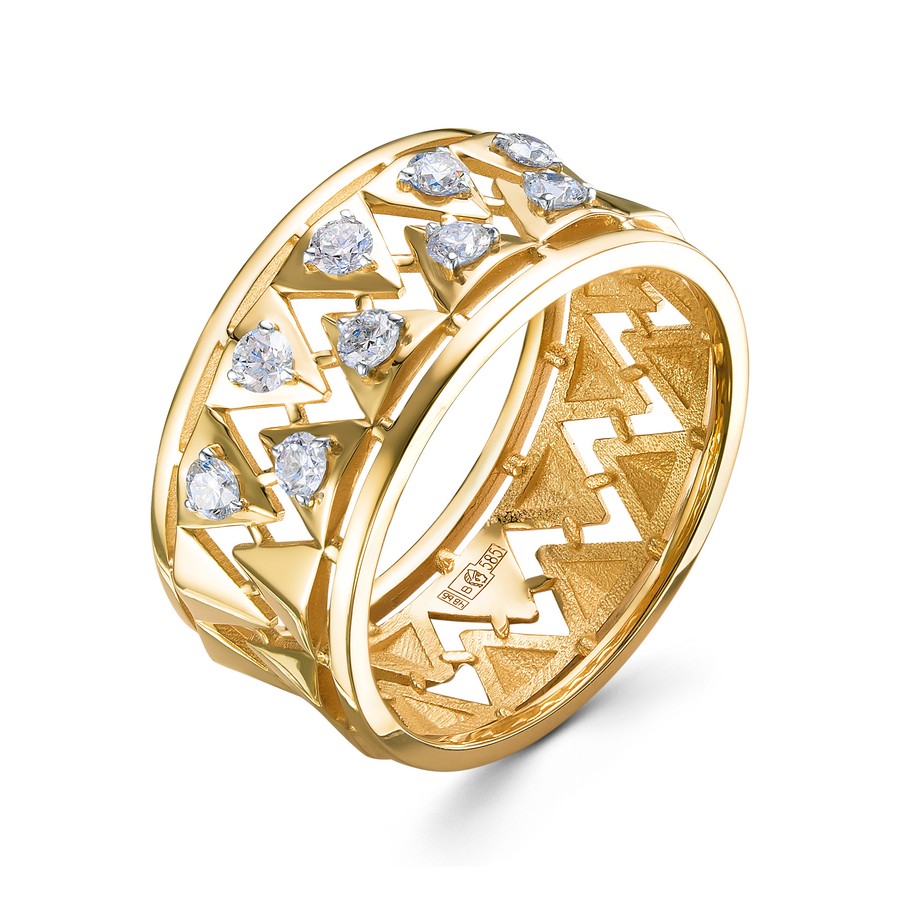 Кольцо, золото, бриллиант, желтый, 01-4094